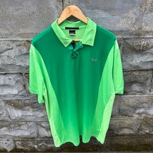 Nike Tiger Woods Polo Shirt Mens XL Green Performance Golf Athleisure Stretch